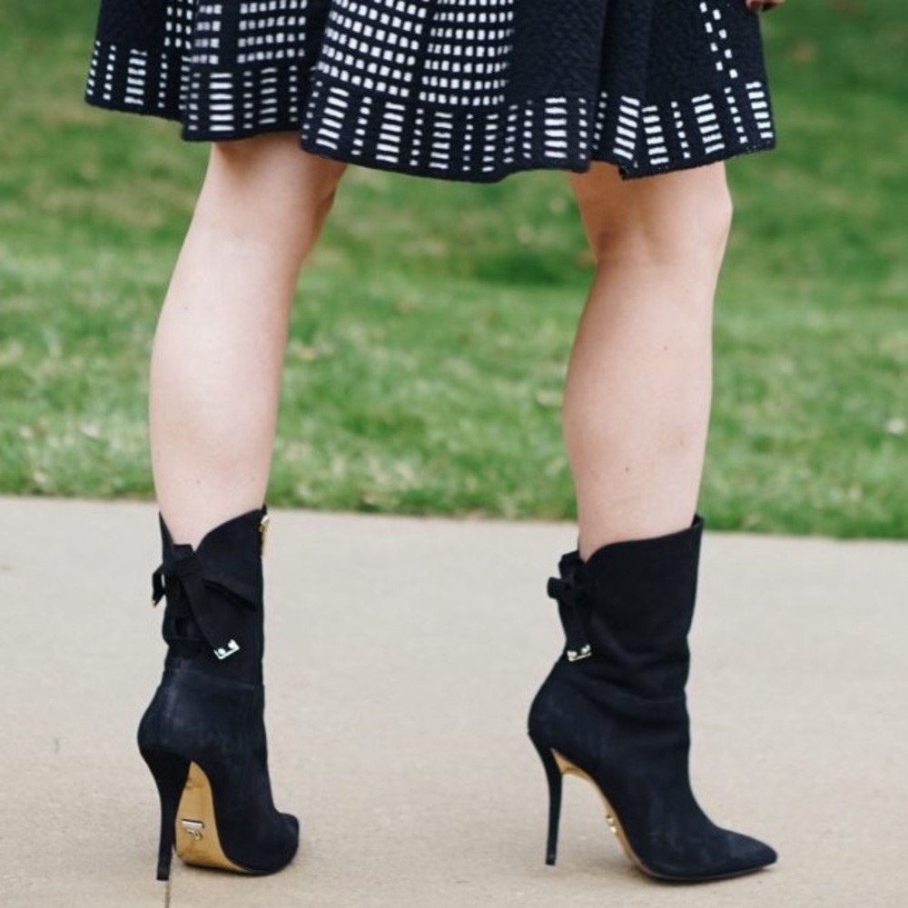 JADE Brazilian suede black boots w/ lace up straps